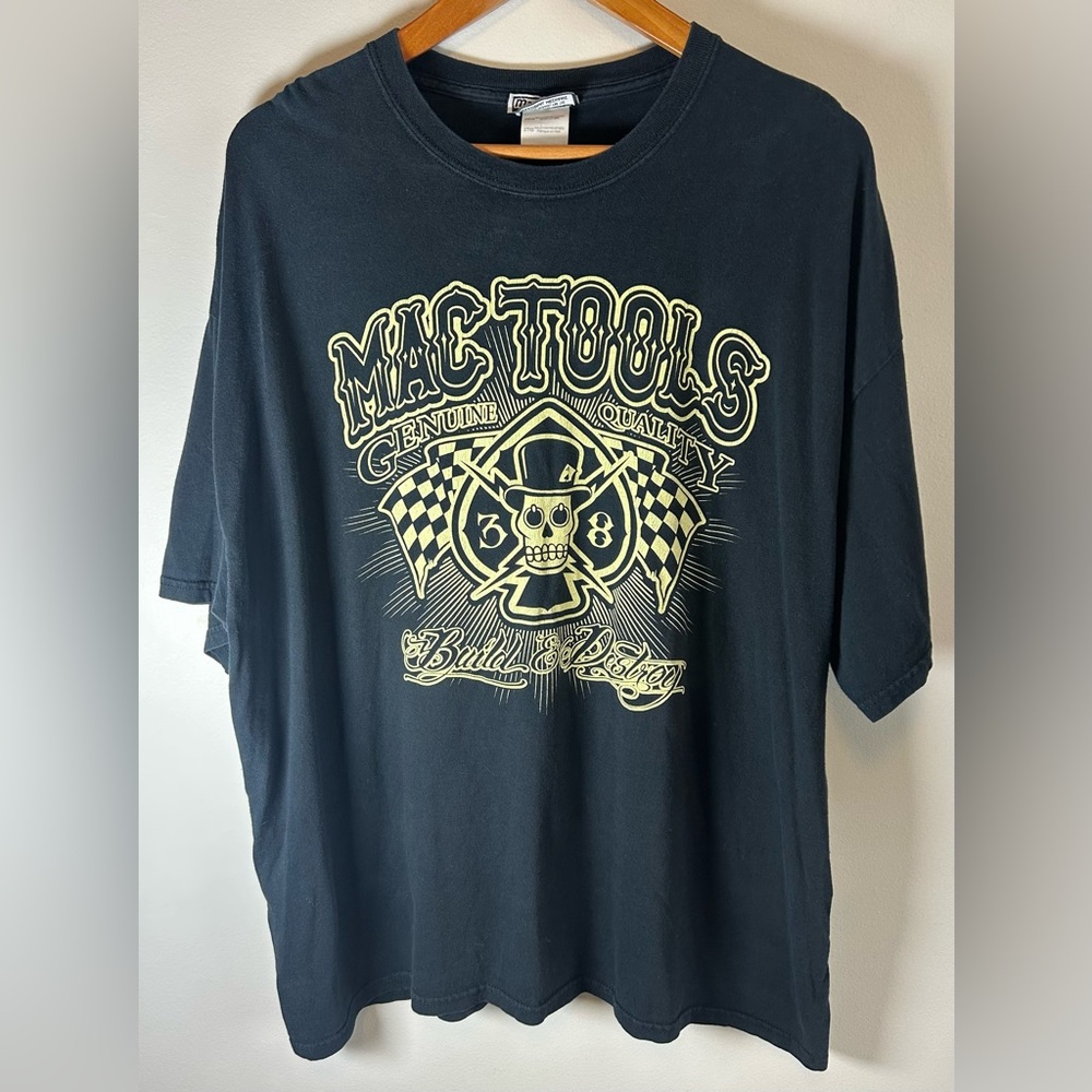 Vintage Mac Tools Men’s Black Long T-Shirt Size XXL 90s Build & Destroy Cotton